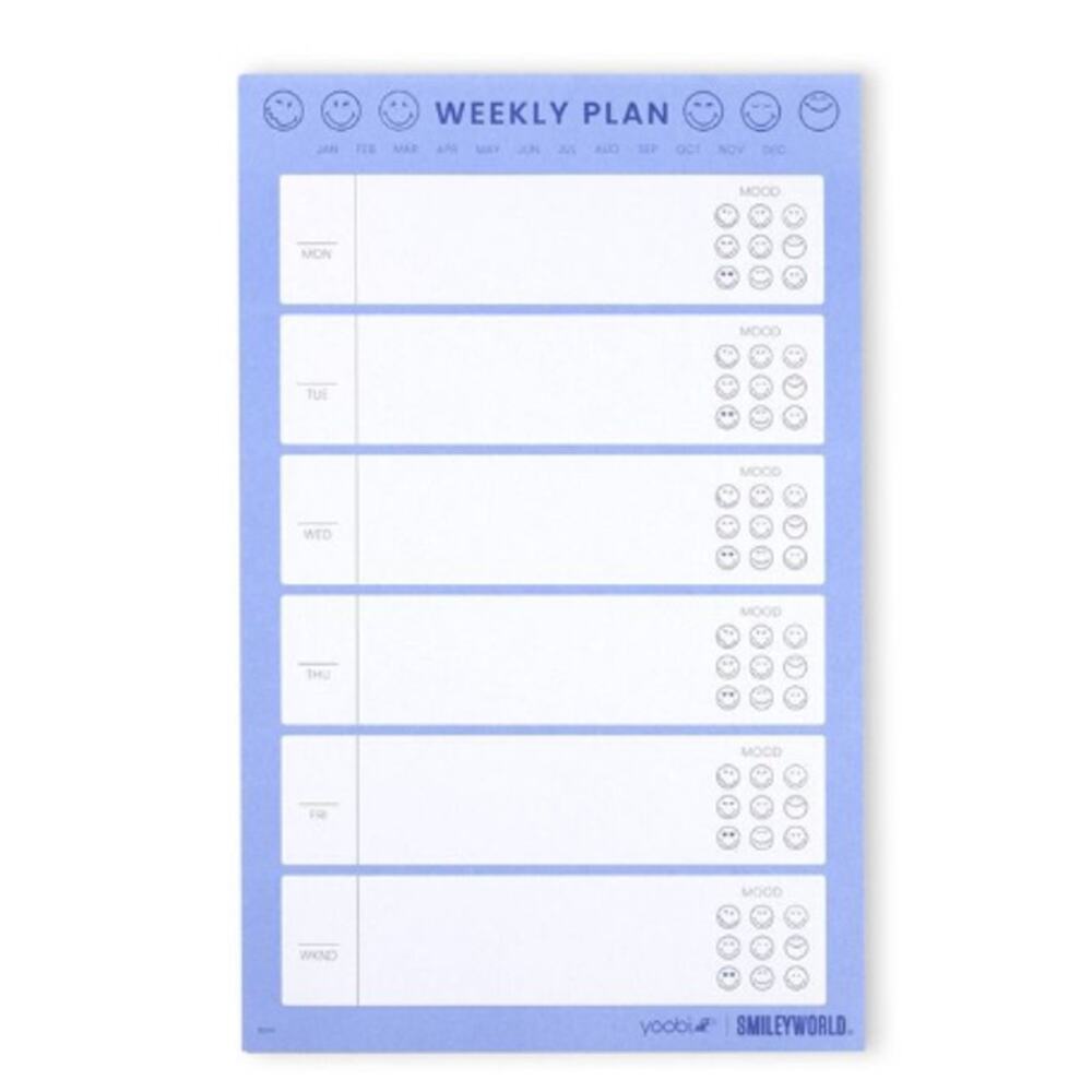 Yoobi x SMILEYWORLD Undated Weekly Planning Pad NO PENCIL 7" x 11" 60 pages s30